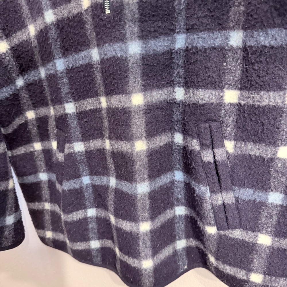 Madewell Women XL Navy Blue Plaid Quarter Zip Pullover Fleece Jacket - Picture 3 of 6